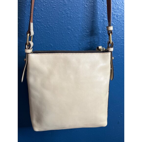 Dooney & Bourke Vintage Cream Leather Crossbody Bag With Tassel - Picture 15 of 16
